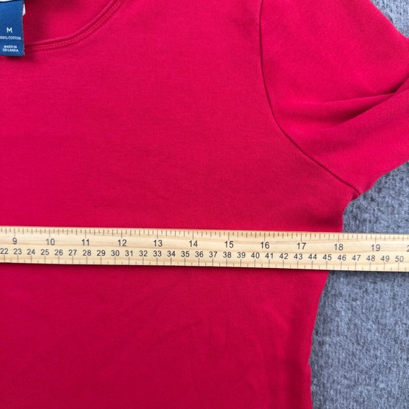 Karen Scott Womens Red 100% Cotton 3/4 Sleeve Scoop Neck Top Size M - Picture 5 of 6